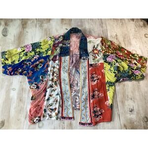 Vicente Multi Textured Multicolored Patchwork Kimono Women's Medium‎